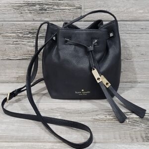 Kate Spade Leather Drawstring Closure Pouch Crossbody Handbag